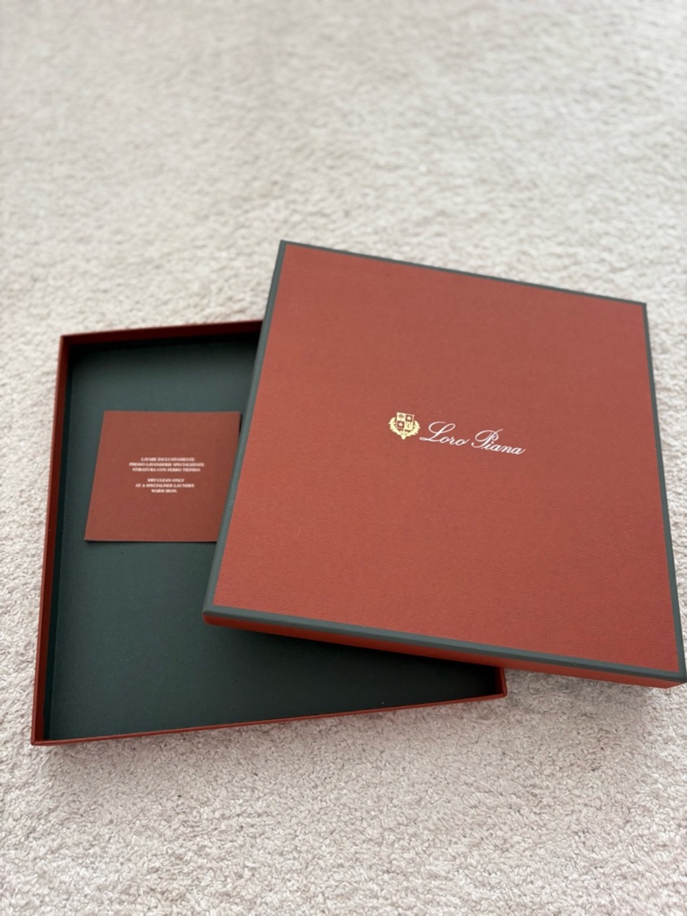 Loro Piana Rust Red Gift Box with Gold Logo